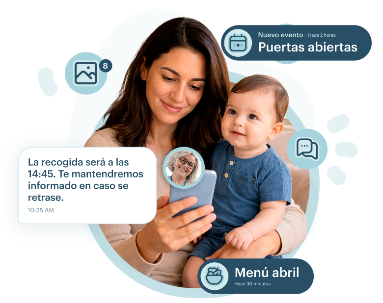 Interfaz de la app KinderUp mostrando el sistema de facturación automatizada