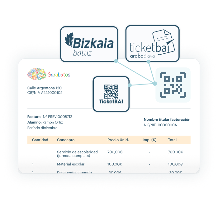 Interfaz de KinderUp mostrando compatibilidad con TicketBAI