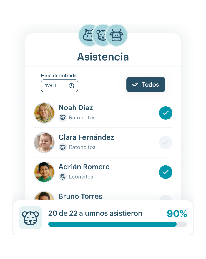 Panel de KinderUp mostrando configuración flexible de estructura educativa